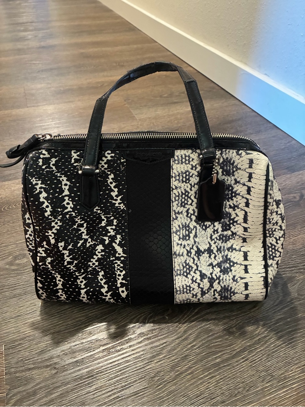 Coach Black and White Patterned Satchel